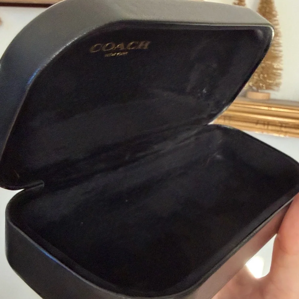 Coach Black Leather Sunglass Case with Gold Logo